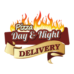 Pizza day and night delivery logo.